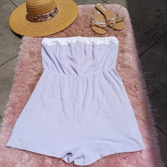 Vintage Pants - Vintage 60s Coquette Purple Terrycloth Romper size Medium